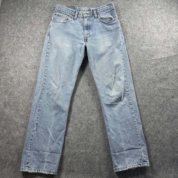 Vtg Levis 505 Jeans Mens 33x30 Blue Regular Fit Straight Leg Distressed - Picture 1 of 15